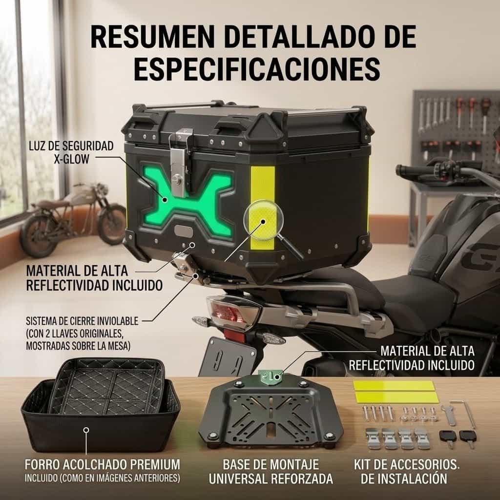 Maletero Top Case De Aluminio Negro 45L - Imagen 8