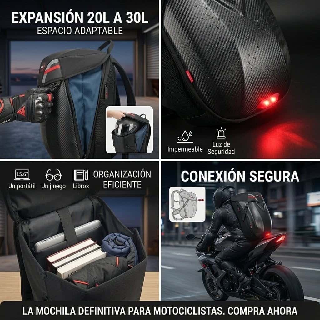 Mochila Profesional Biker Con Coraza de Protección De 20 a 30 L - Imagen 2