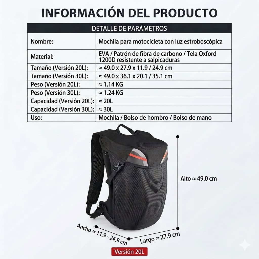 Mochila Profesional Biker Con Coraza de Protección De 20 a 30 L - Imagen 3