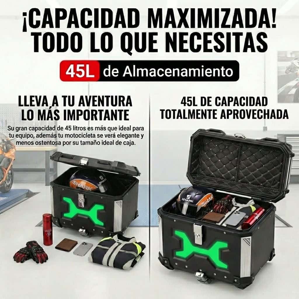 Maletero Top Case De Aluminio Negro 45L - Imagen 2