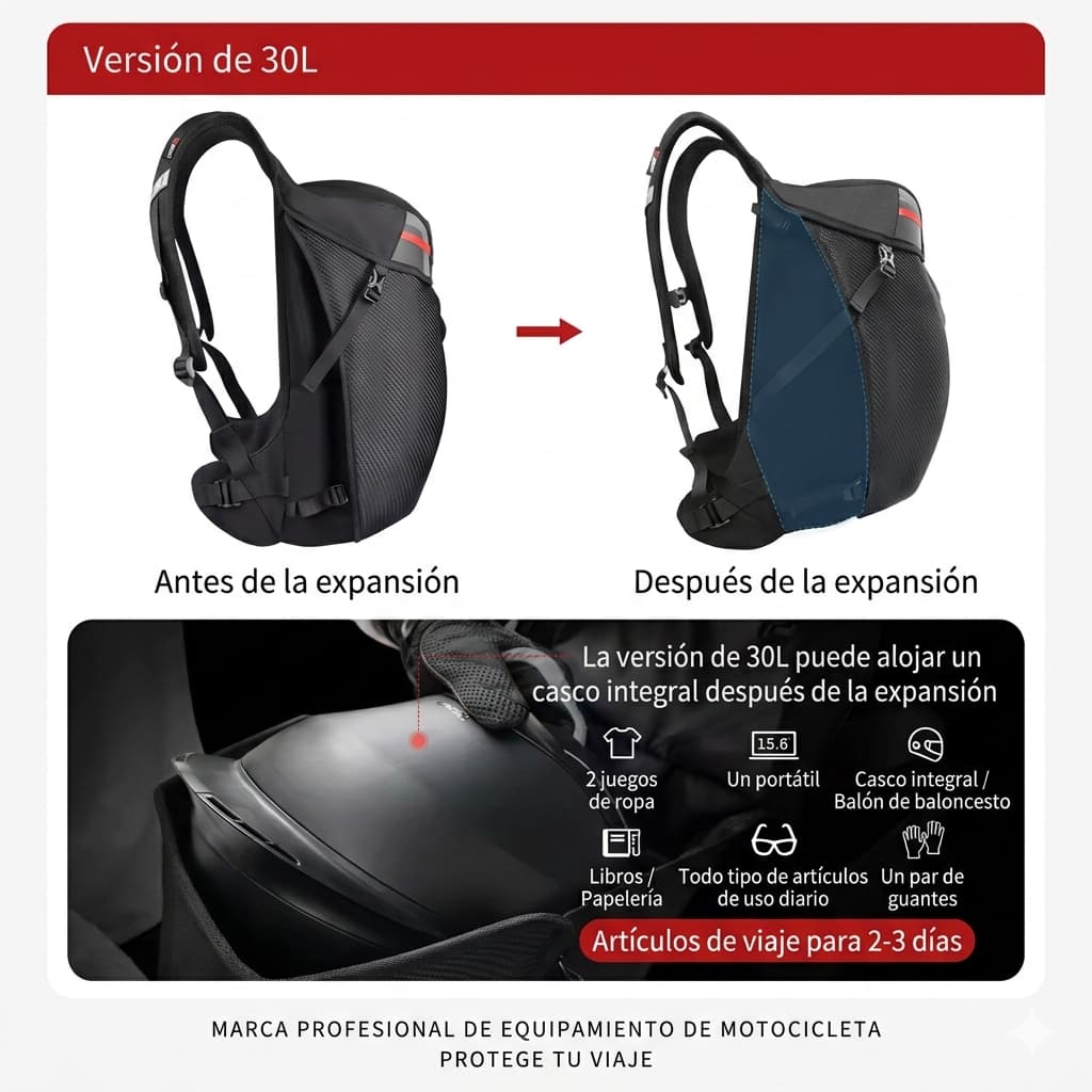 Mochila Profesional Biker Con Coraza de Protección De 20 a 30 L - Imagen 5