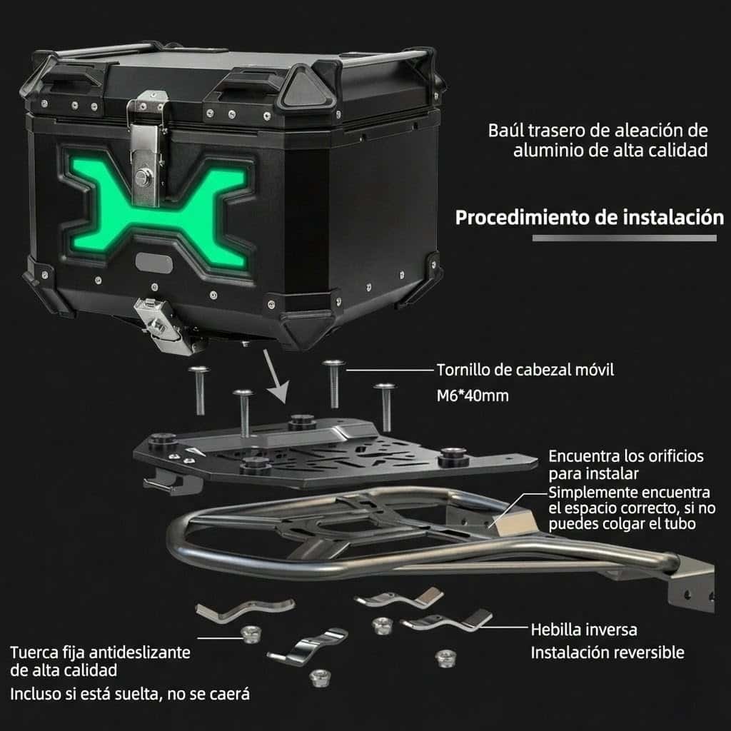 Maletero Top Case De Aluminio Negro 45L - Imagen 4