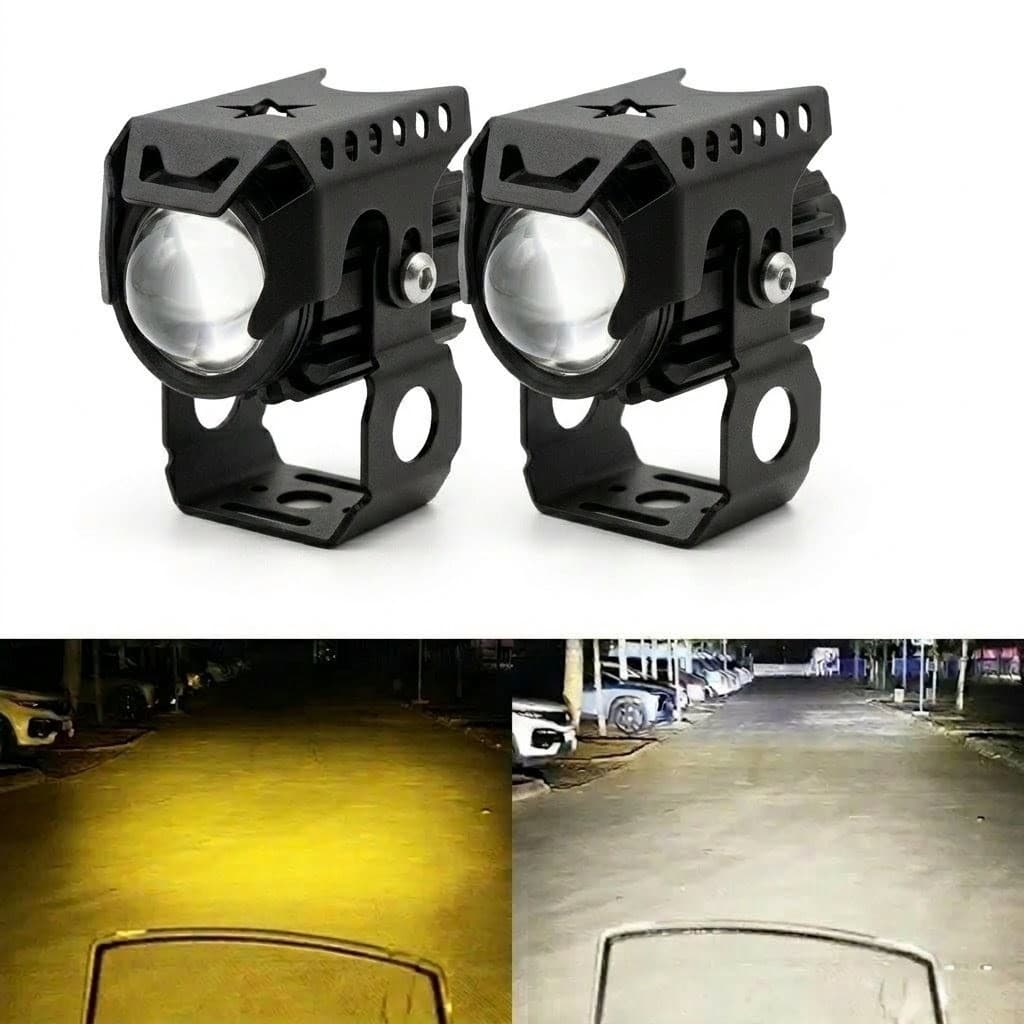 Faros Auxiliares Led Niebla Tipo Cañón Con Estrobos Blanco /Amarillo - Imagen 4