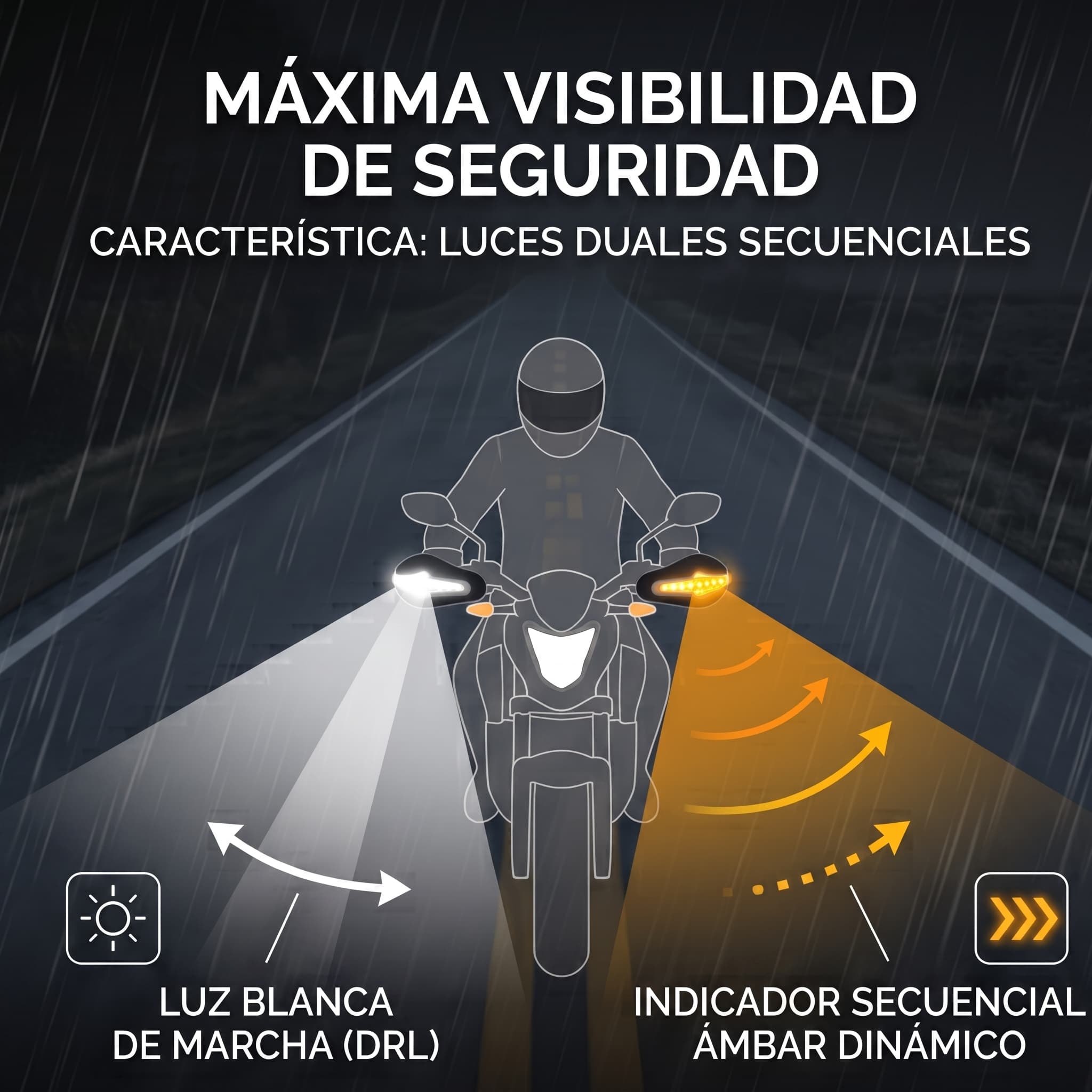 Cubre Puños Par Motocicleta Universal Con Direccionales Led - Imagen 2