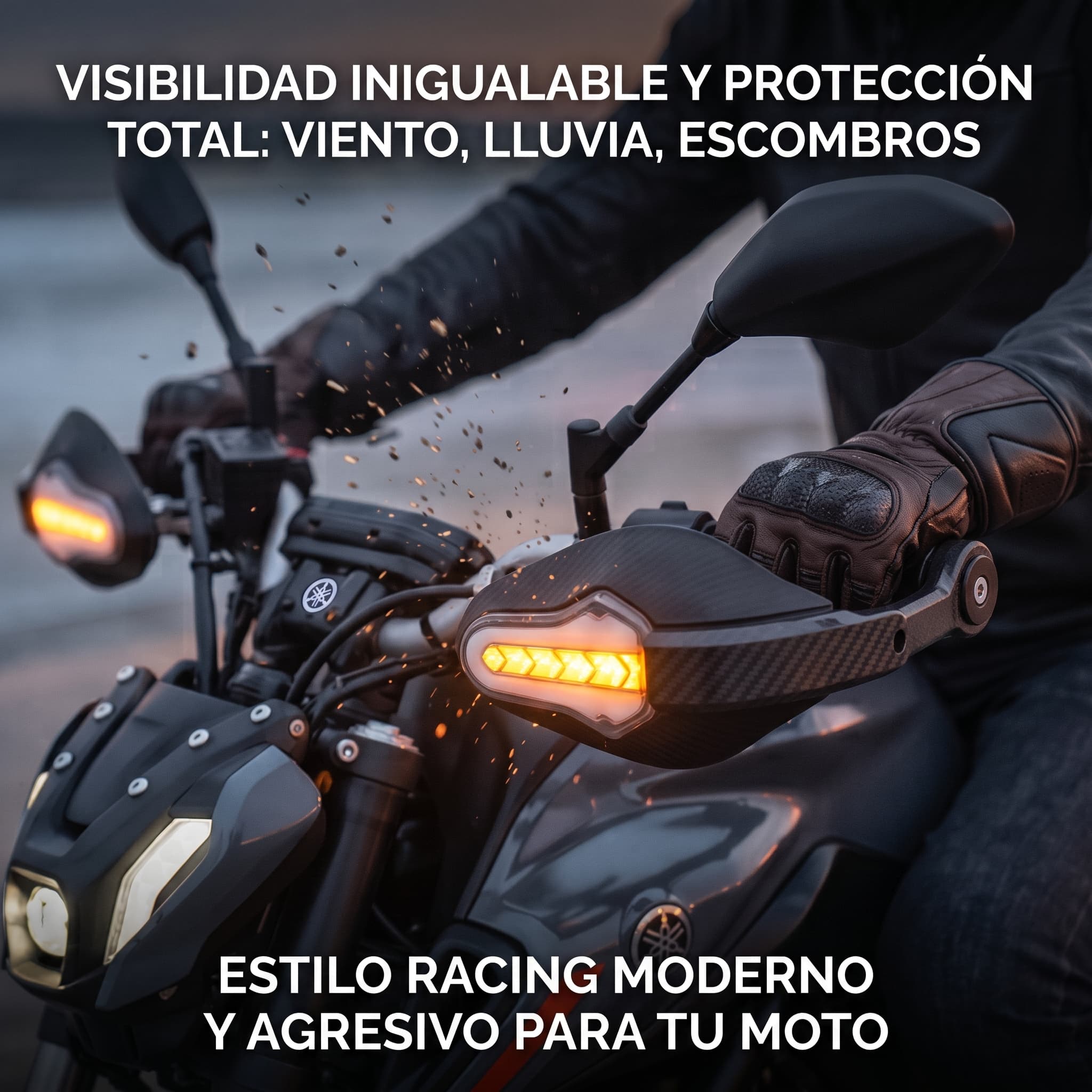 Cubre Puños Par Motocicleta Universal Con Direccionales Led - Imagen 3