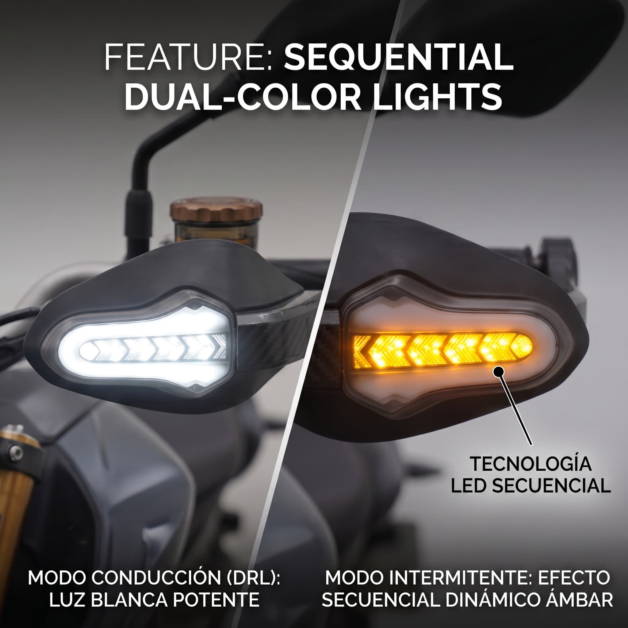 Cubre Puños Par Motocicleta Universal Con Direccionales Led - Imagen 5