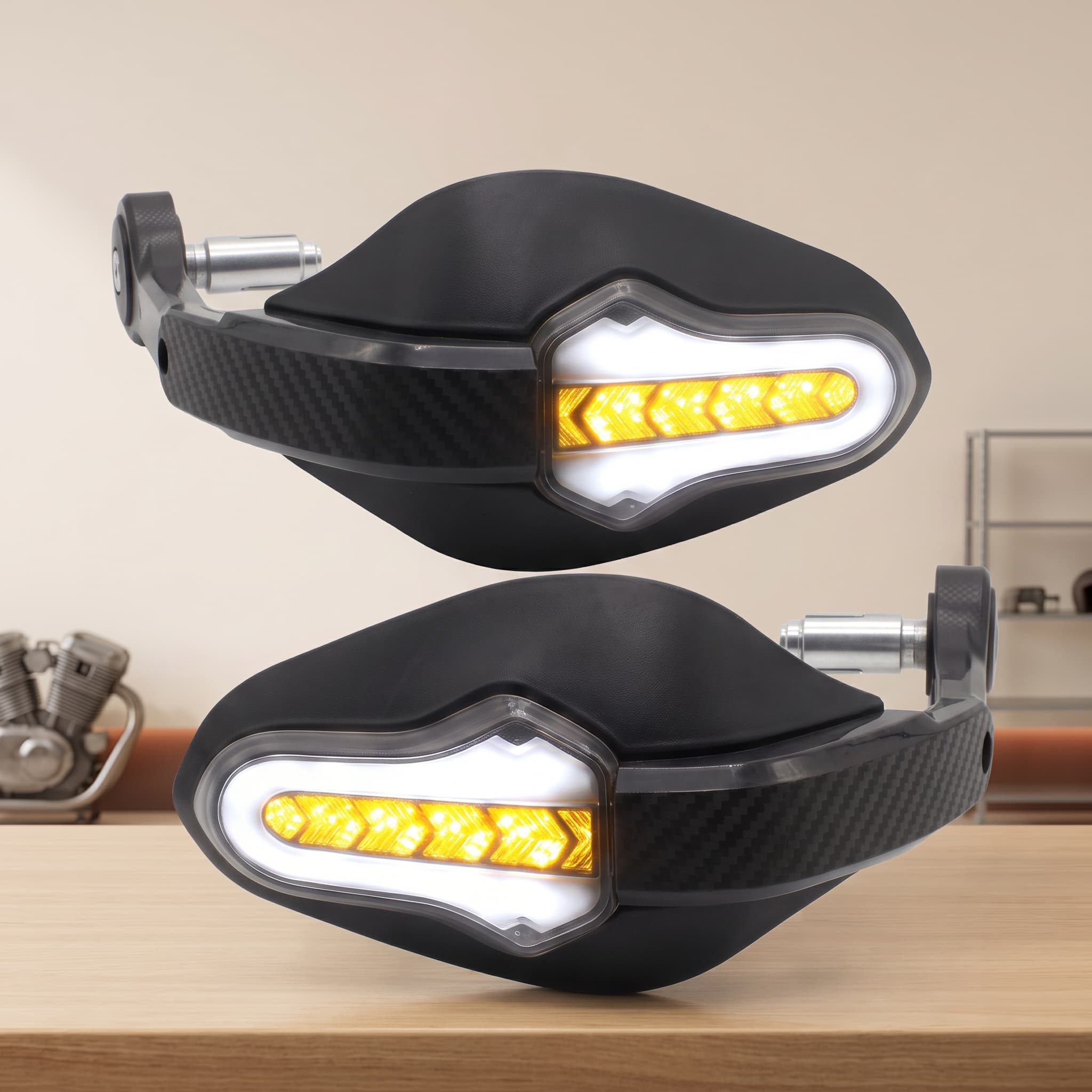 Cubre Puños Par Motocicleta Universal Con Direccionales Led