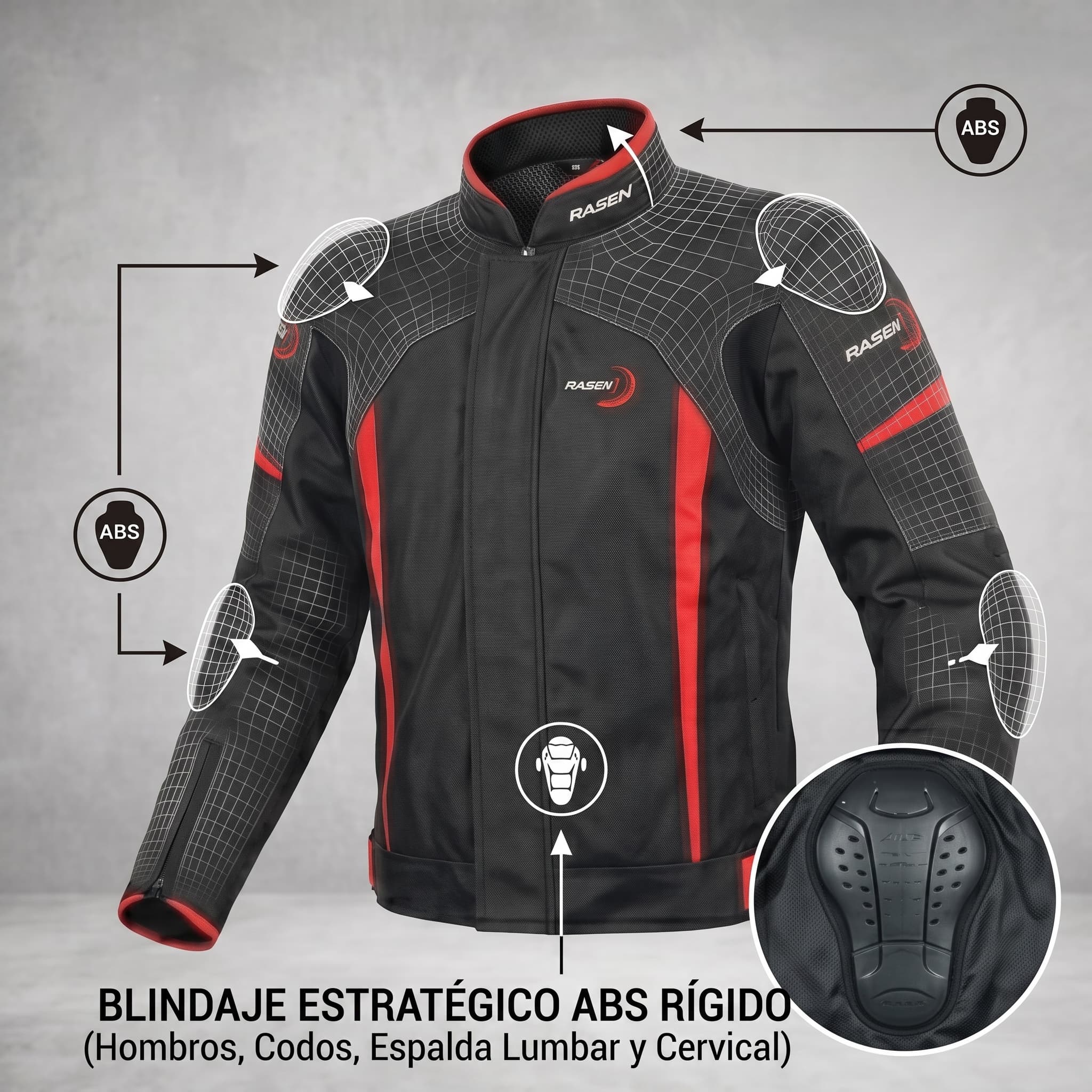 Chamarra Motociclista Impermeable Reforzada Con Armadura A1 Mediana - Imagen 7