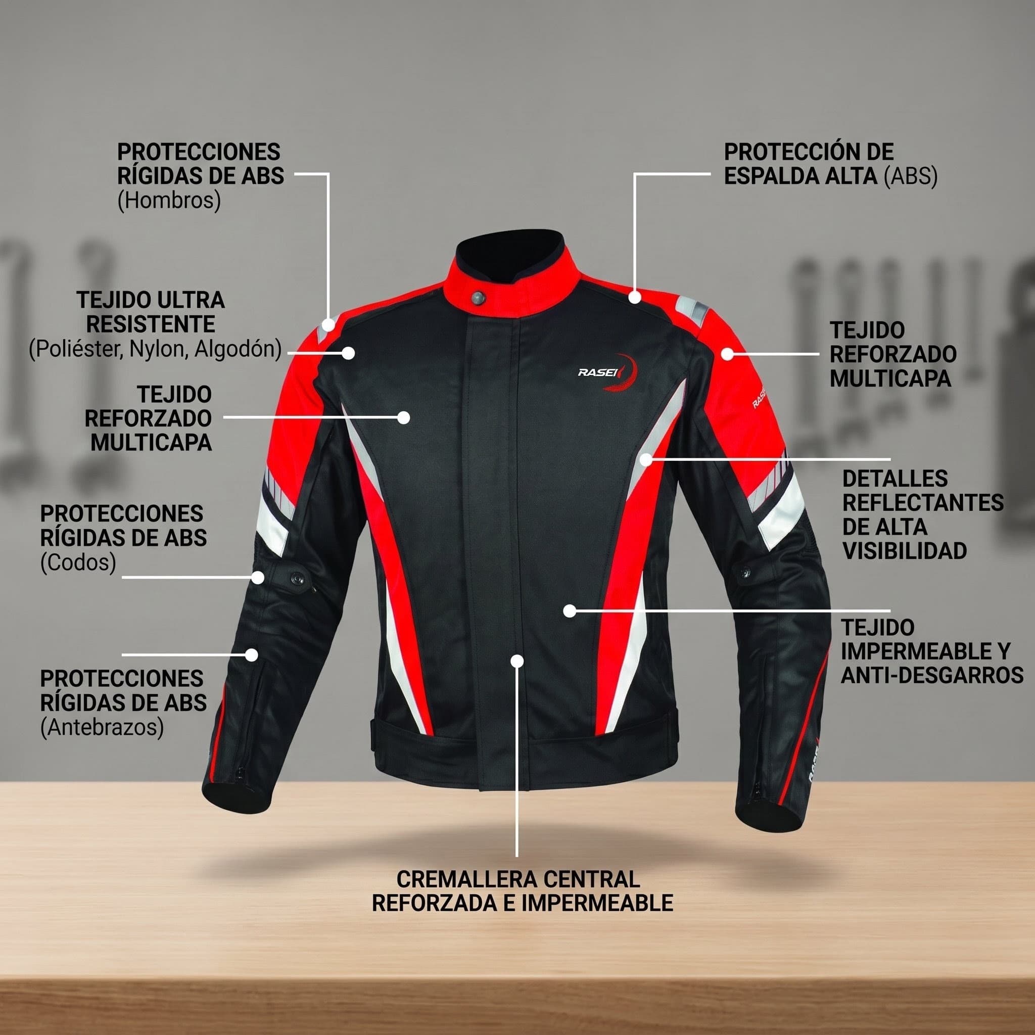 Chamarra Motociclista Impermeable Reforzada Con Protección A2 Mediana - Imagen 7